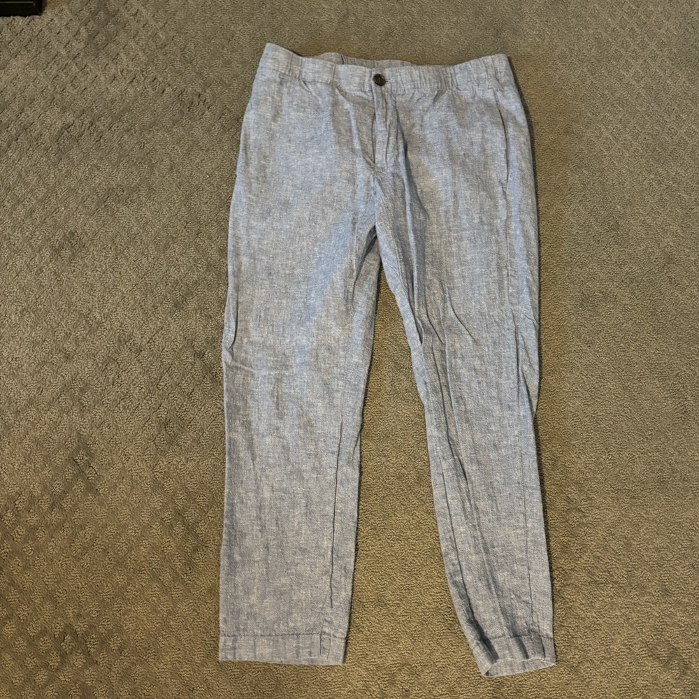 Bonobos Light Blue Heather Pants with Elastic Waist Size Small